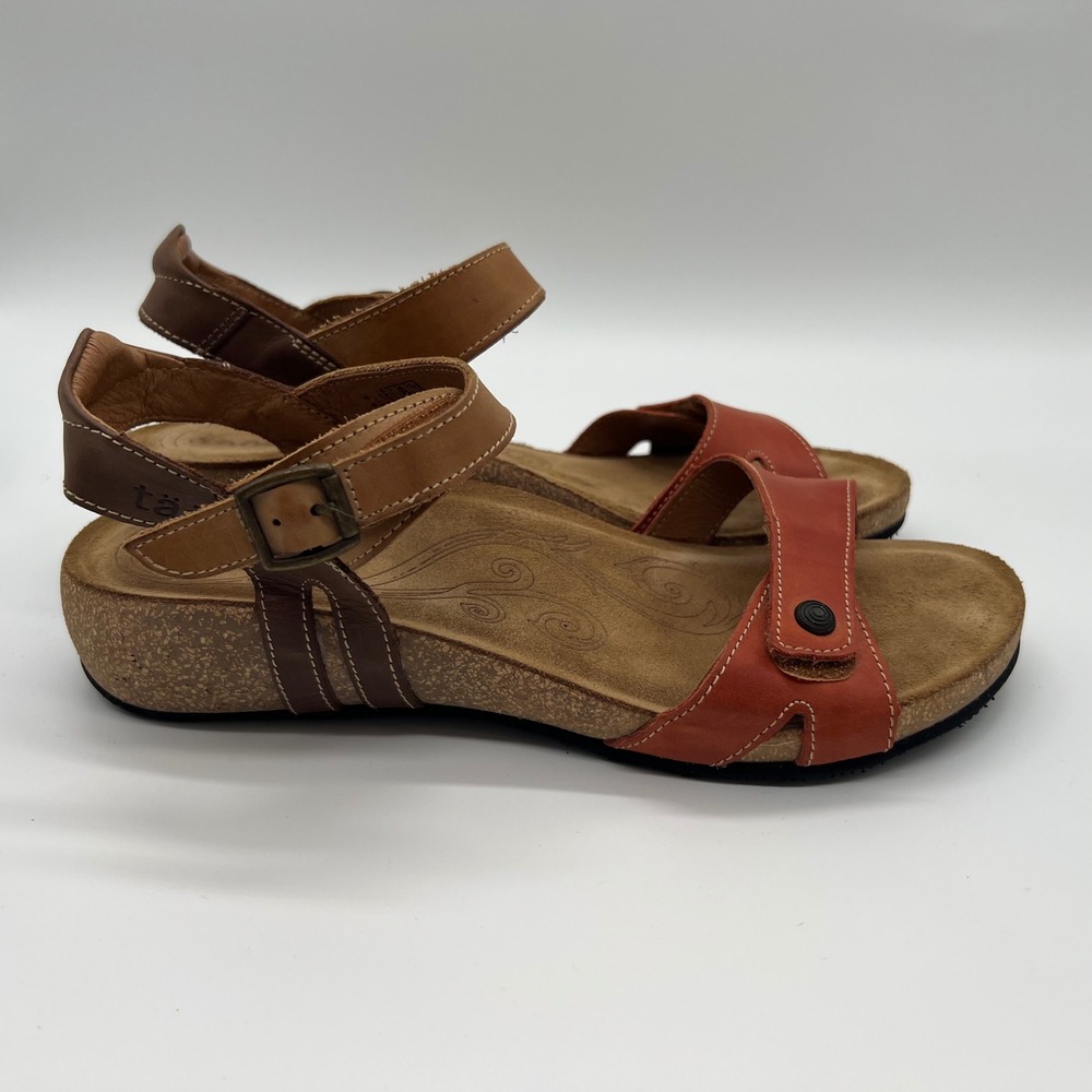 Taos Women's Sadie Sandal Earth Orange Brown Cork Made in Spain Womens 9-9.5 - Picture 3 of 6